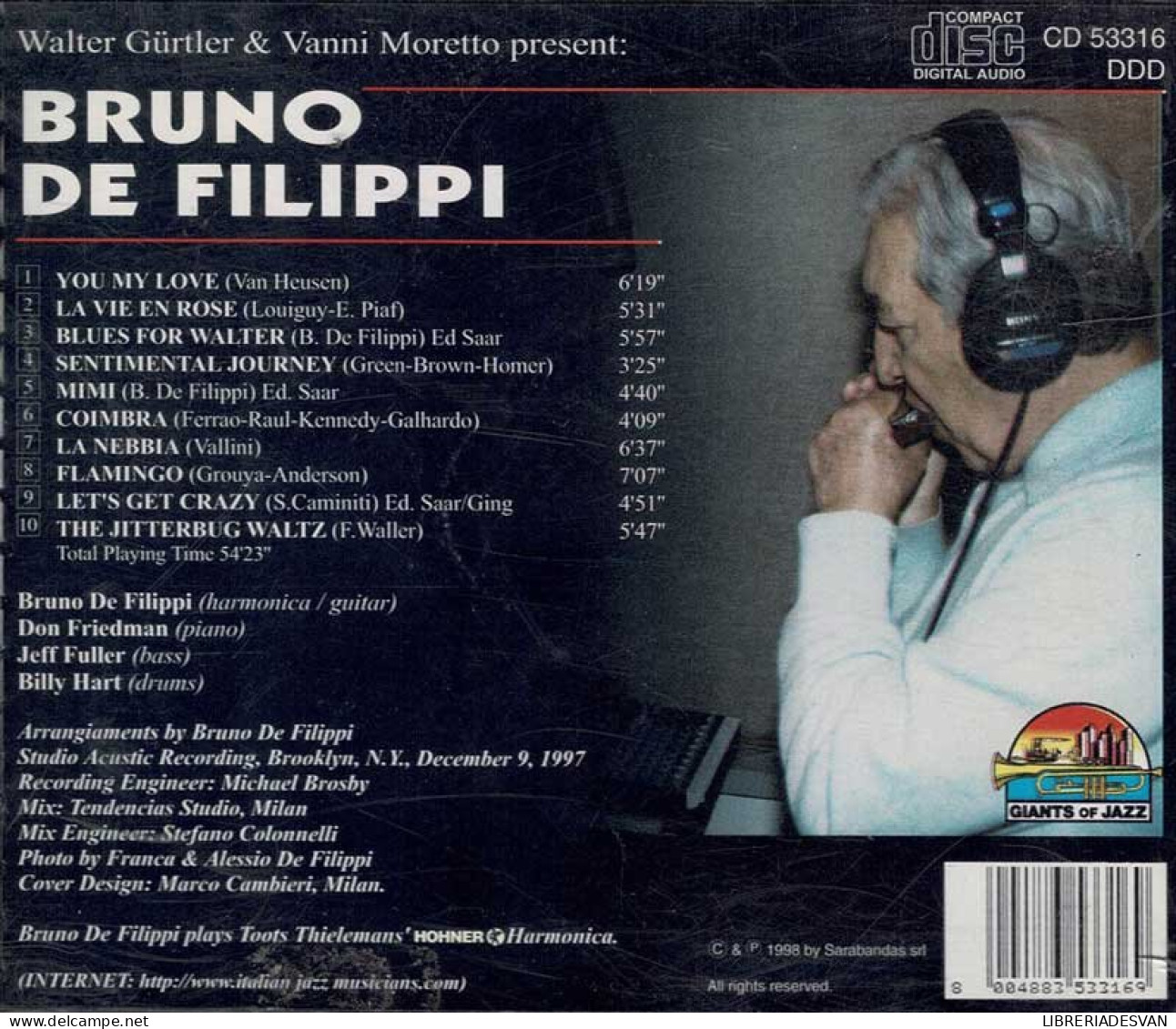 Bruno De Filippi - You My Love. CD - Jazz