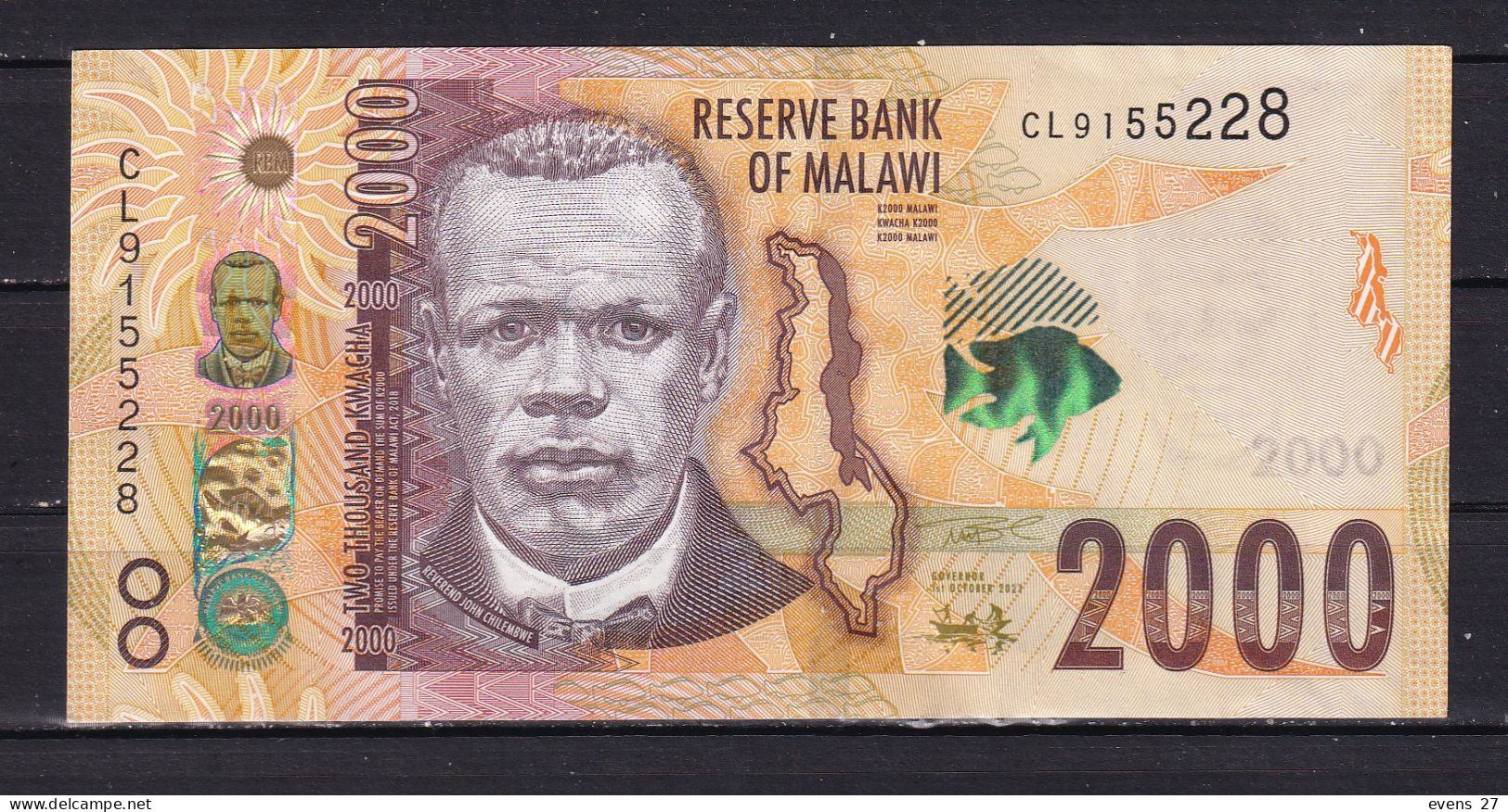 MALAWI-2021-RESERVE BANK OF MALAWI-2000  KWACHA- CL PREFIX-UNCIRCULATED. - Otros – Africa