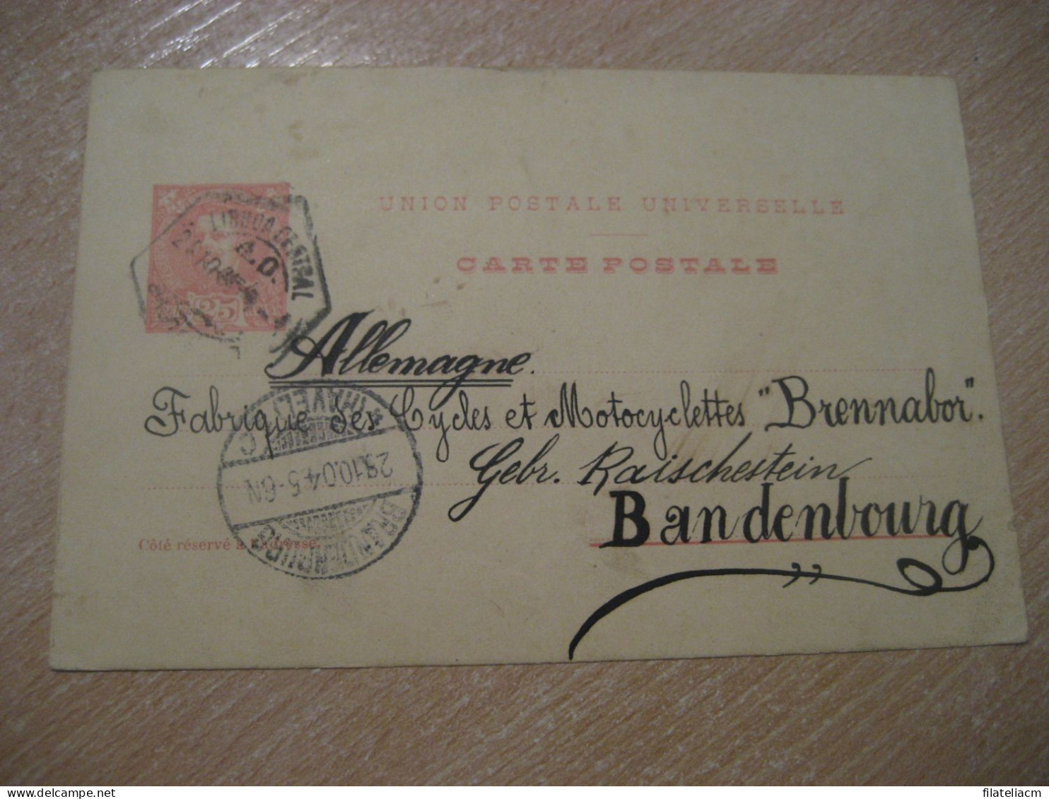 LISBOA 1904 To Brandenburg Germany Cancel UPU Carte Postale Postal Stationery Card PORTUGAL - Covers & Documents