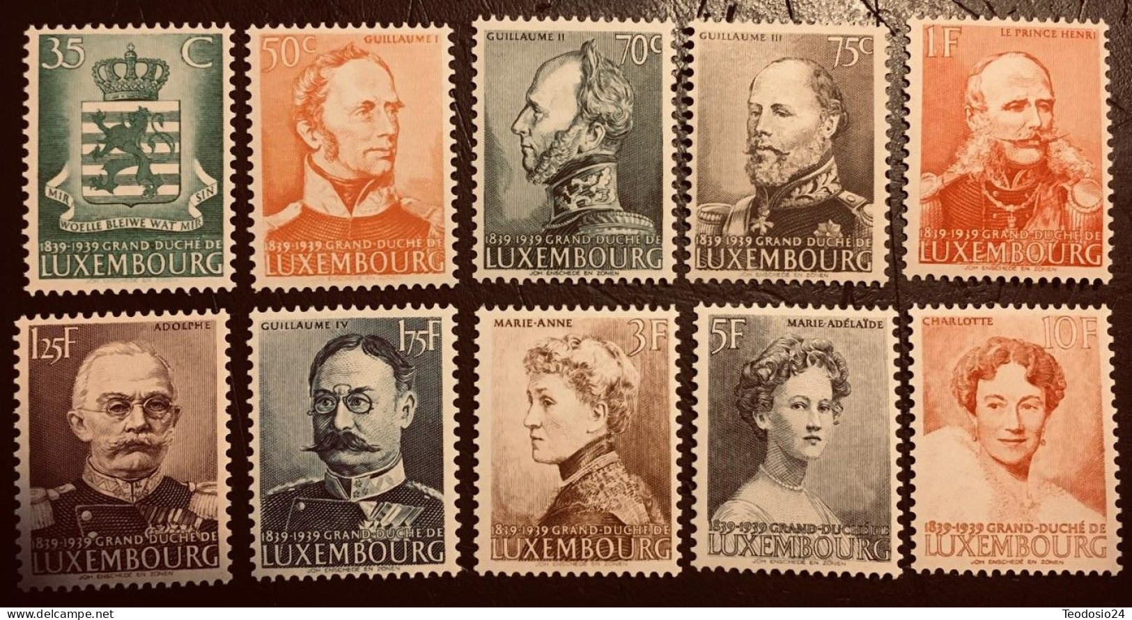 Luxembourg 1939 Mi 321-330 **  Centenary Of Independence - Nuevos