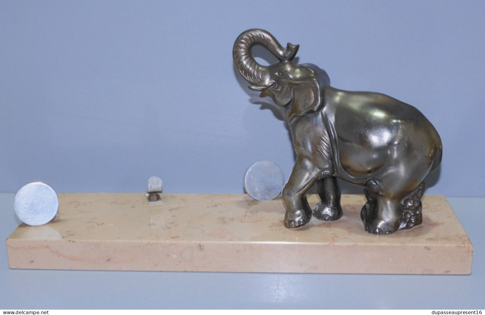 - SUPPORT CADRE PHOTO ART DECO ELEPHANT REGULE Argenté Sur MARBRE    E - Jugendstil / Art Déco