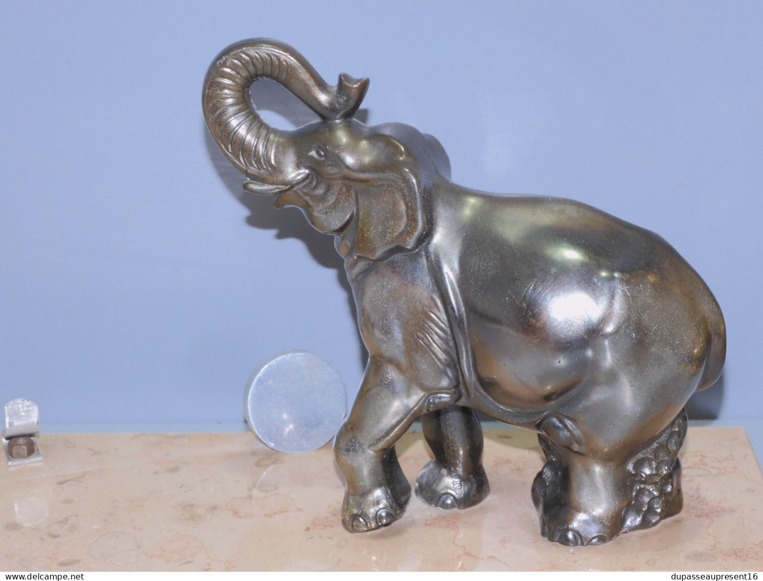 - SUPPORT CADRE PHOTO ART DECO ELEPHANT REGULE Argenté Sur MARBRE    E - Jugendstil / Art Déco