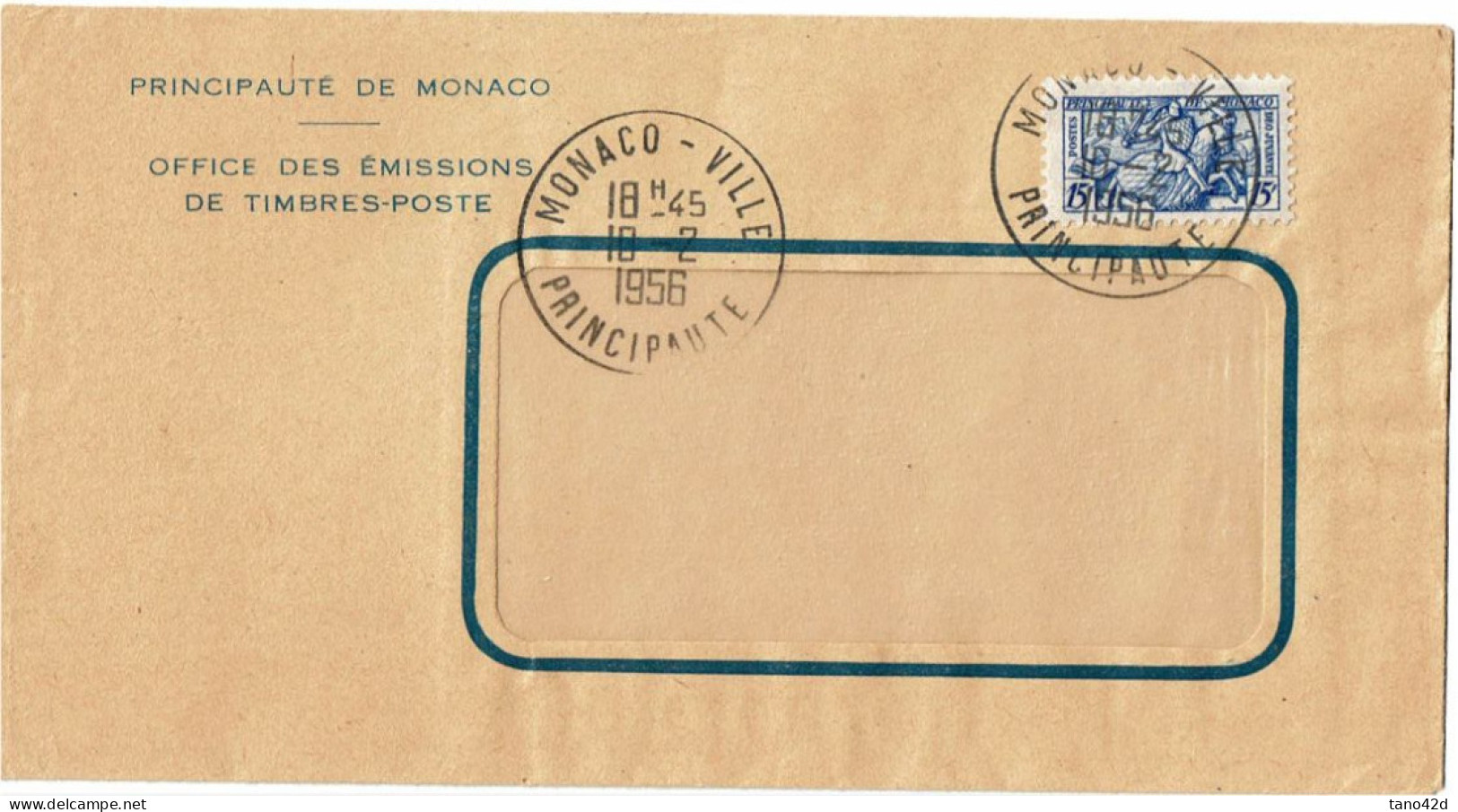 PP15 - MONACO ENVELOPPE DE L'OFFICE DES EMISSIONS DE TIMBRES POSTE 18/2/1956 - Lettres & Documents