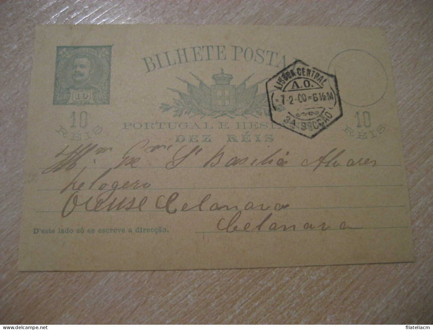 LISBOA 1900 To Celanova Orense Spain Cancel Bilhete Postal Stationery Card PORTUGAL - Storia Postale