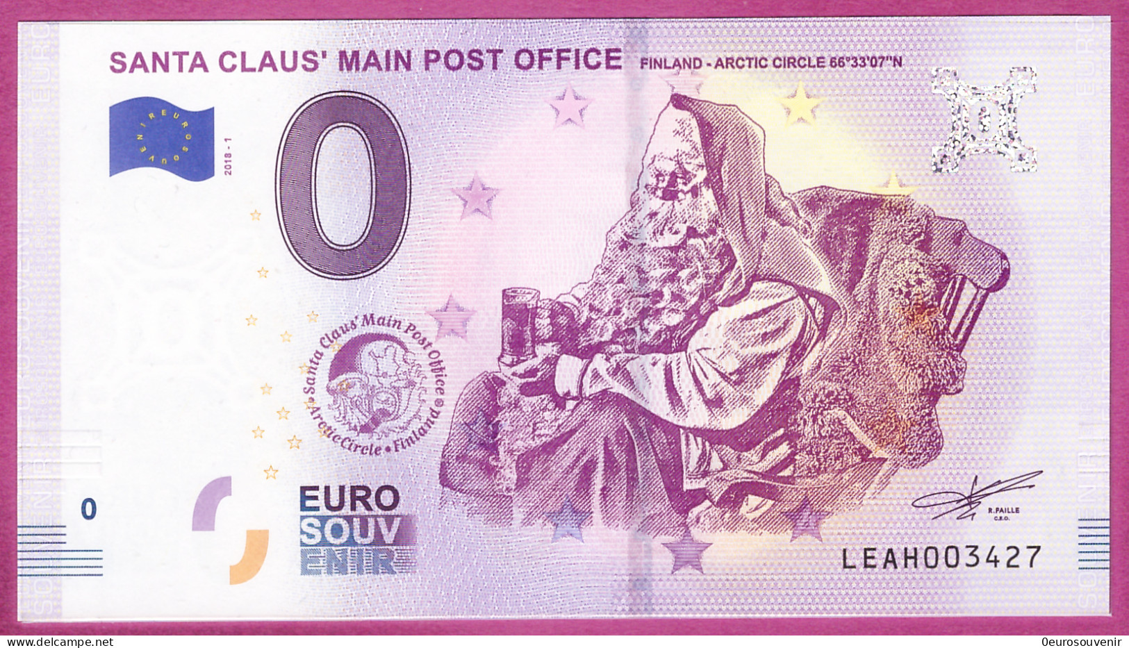 0-Euro LEAH 2018-1 SANTA CLAUS' MAIN POST OFFICE - FINLAND - ARCTIC CIRCLE 66°33'07''N - Pruebas Privadas