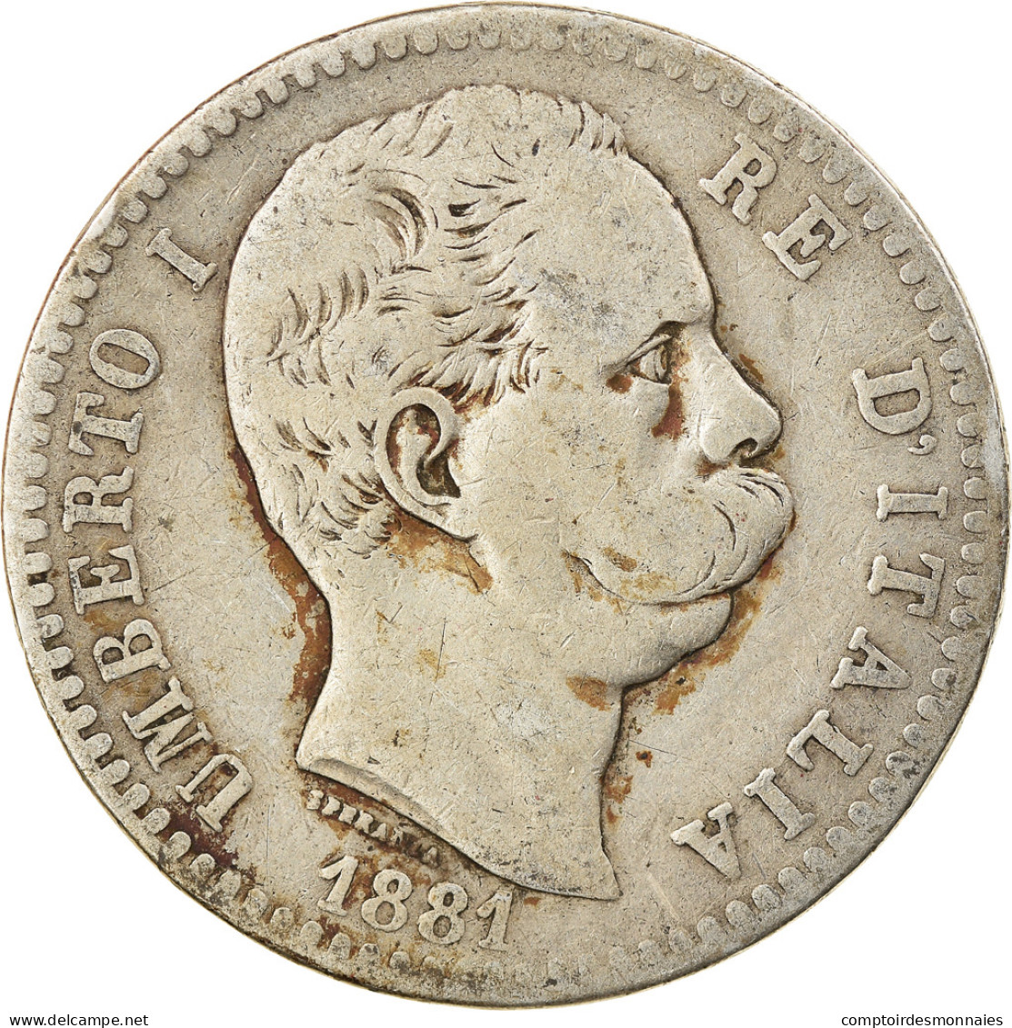 Monnaie, Italie, Umberto I, 2 Lire, 1881, Rome, TB, Argent, KM:23 - 1878-1900 : Umberto I.