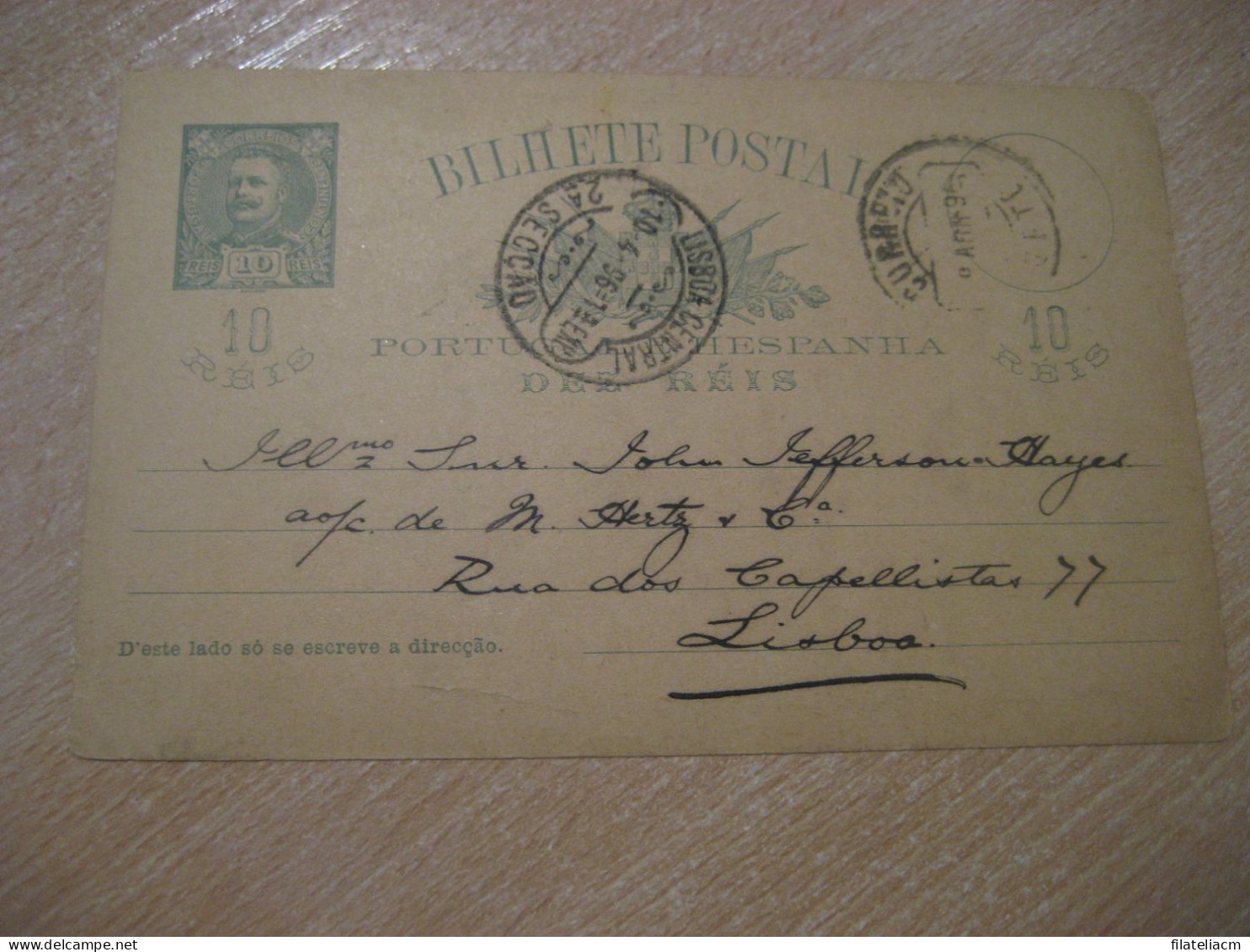 PORTO 1896 To Lisboa Cancel Bilhete Postal Stationery Card PORTUGAL - Cartas & Documentos