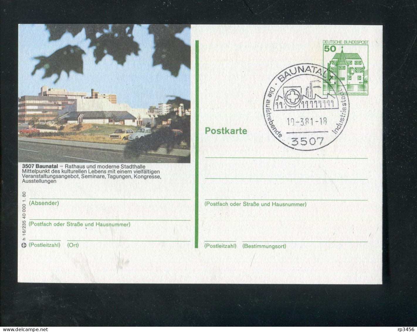 "BUNDESREPUBLIK DEUTSCHLAND" 1980, Bildpostkarte Mit Bildgleichem Stempel Ex "BAUNATAL" (R1183) - Illustrated Postcards - Used