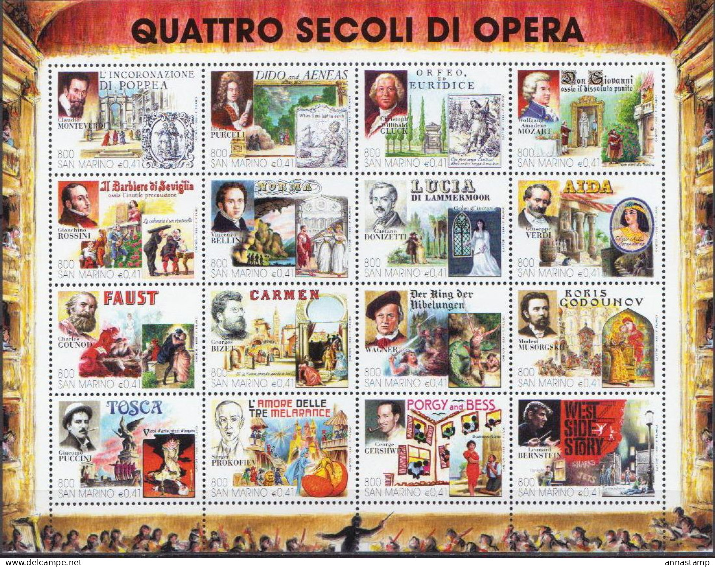 San Marino MNH Sheetlet - Musik