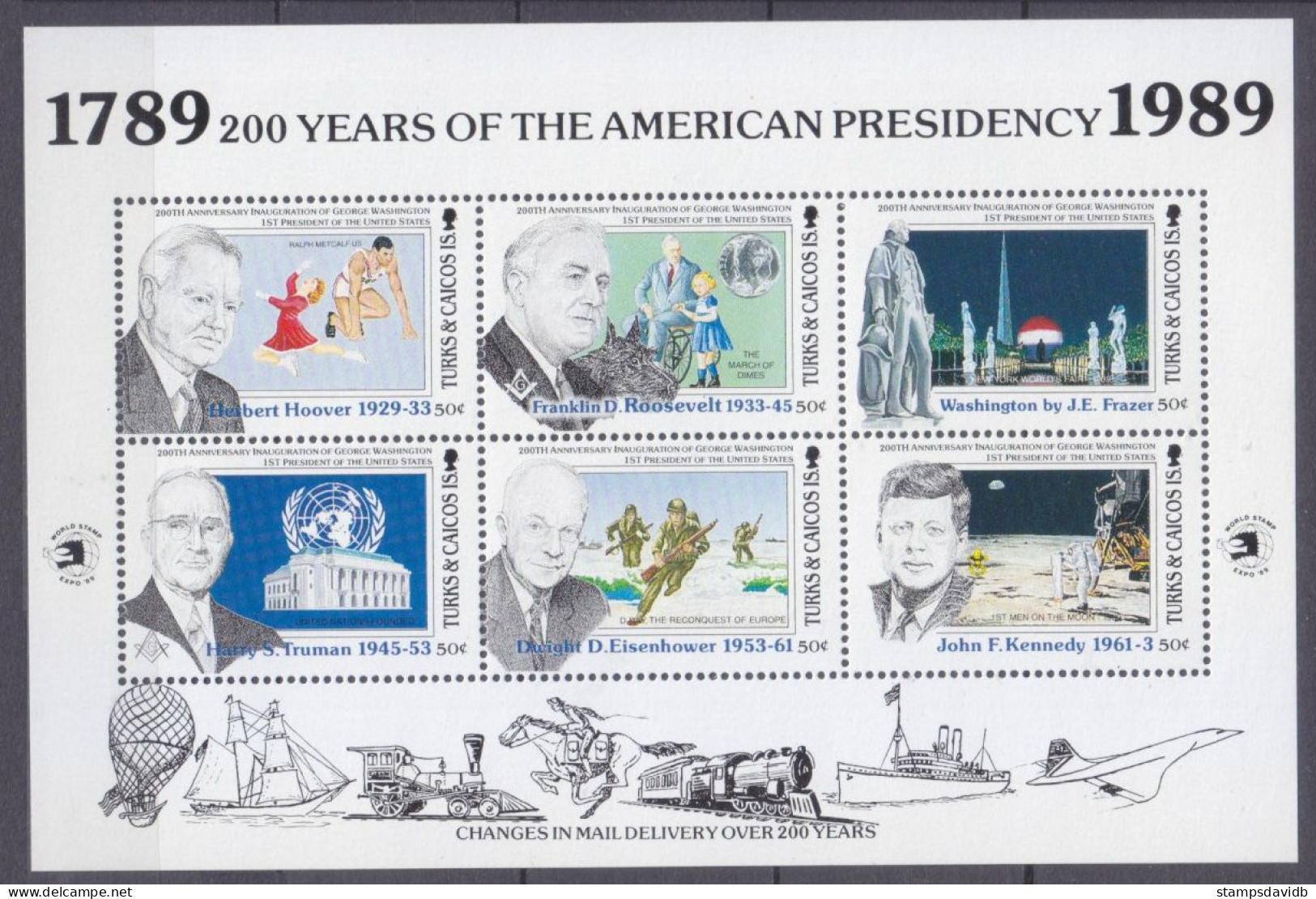 1989 Turks And Caicos Islands 855-860KL US Presidents / Apollo 11 Moon Landing - Amérique Du Sud