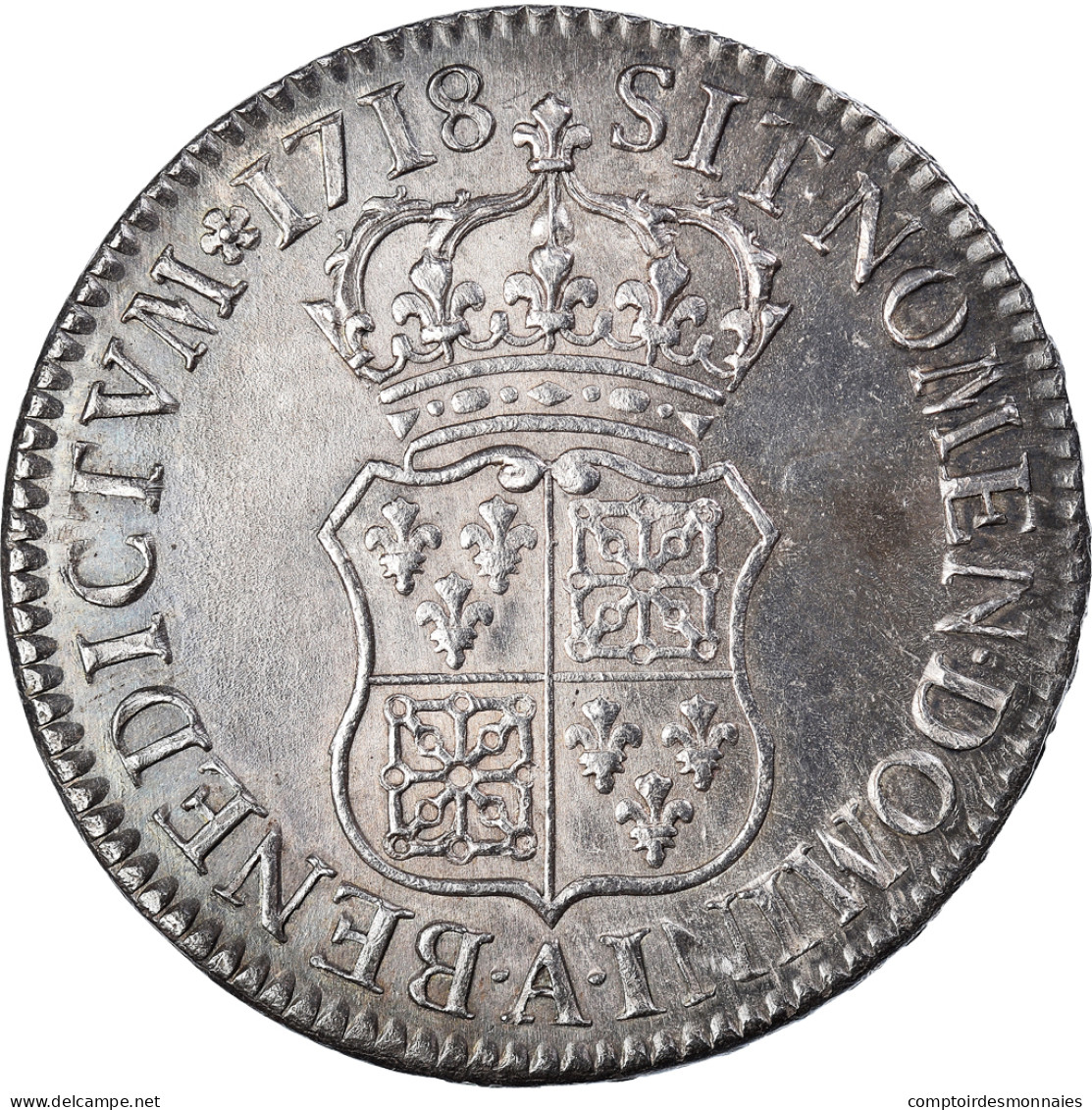 Monnaie, France, Louis XV, ECU FRANCE-NAVARRE, 1718, Paris, TTB+, Argent - 1715-1774 Louis  XV The Well-Beloved