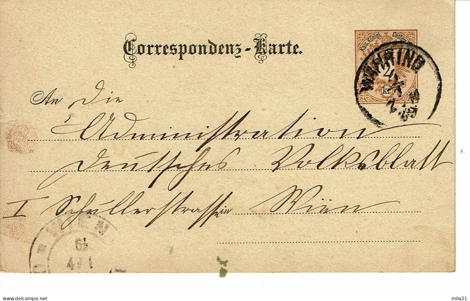 Empire AUTRICHIEN Timbre Type N°40  CORRESPONDENZ KARTE DE 1889 - Cartoline