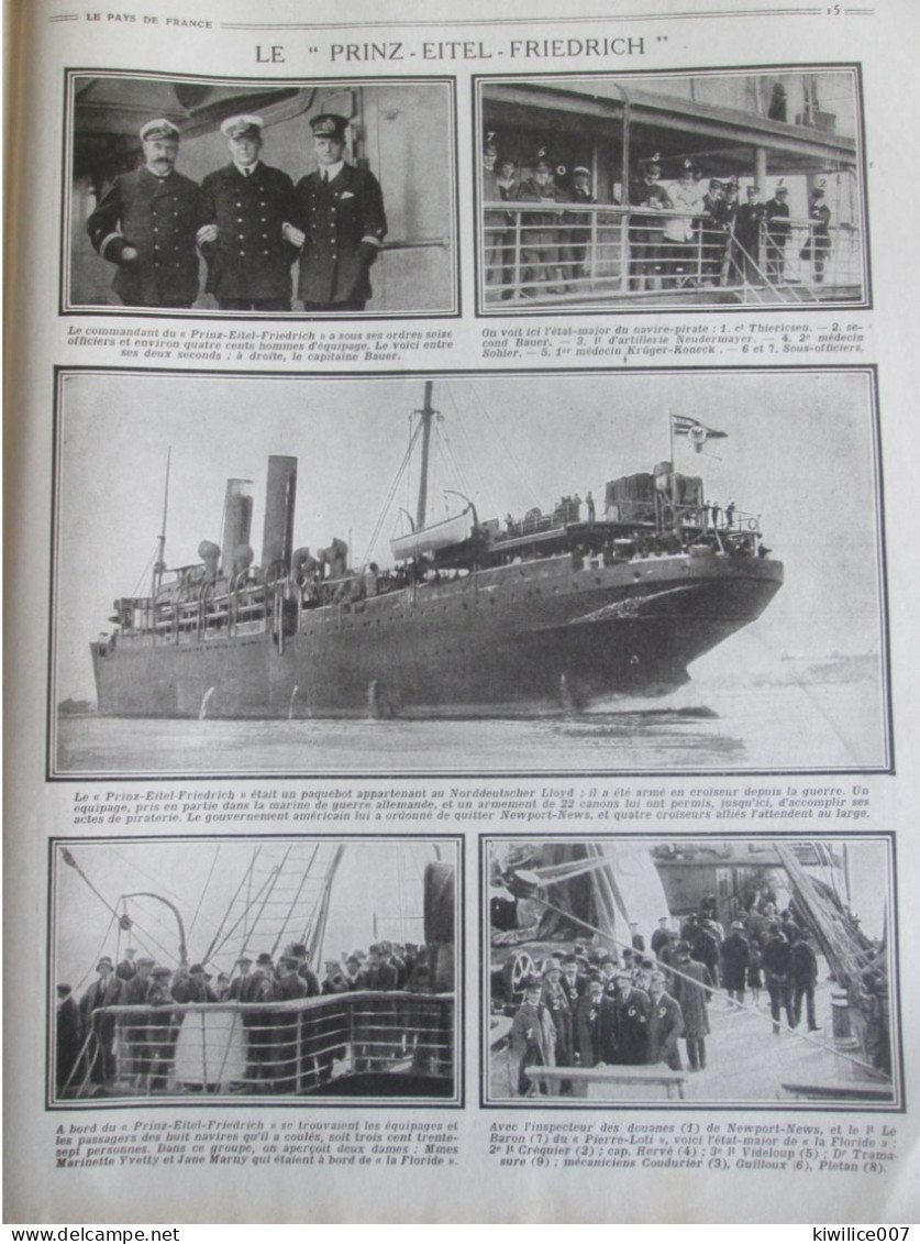 La Guerre 14-18   LE PRINZ EITEL FRIEDRICH  Croiseur Bateau Allemand   NEWPORT NEWS - Unclassified