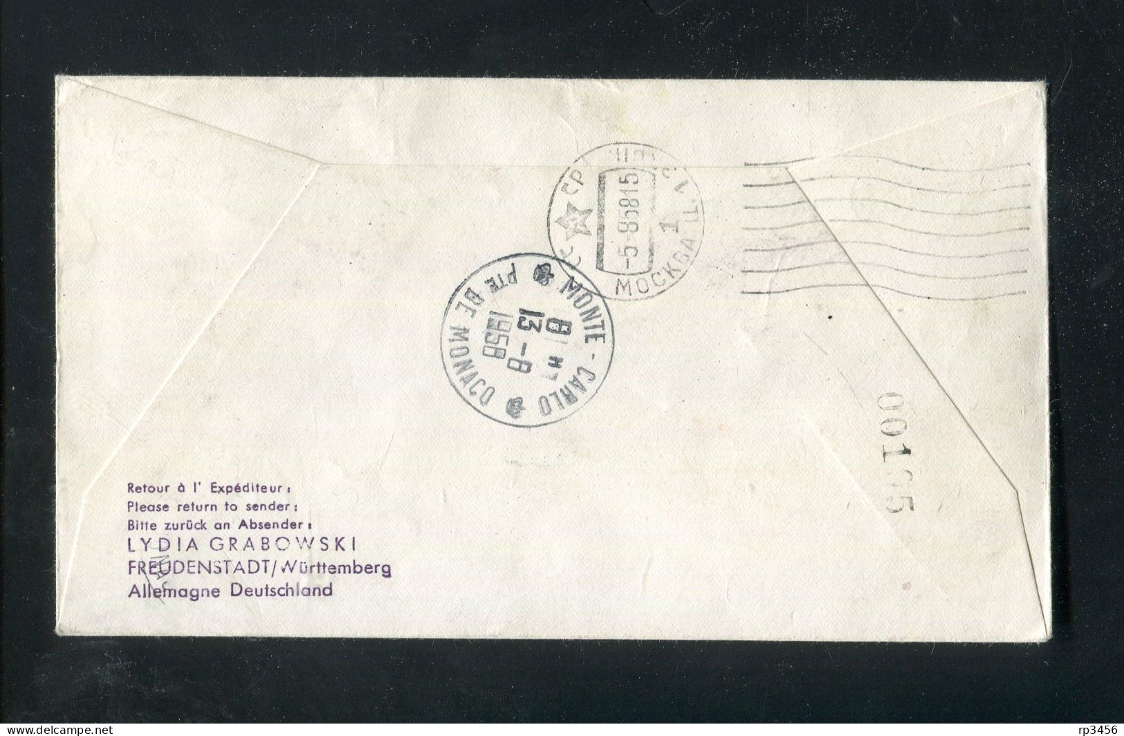 "MONACO" 1958, Zuleitungsbrief Per Einschreiben Zu AIR FRANCE-Erstflug "Paris-Moscou" (R1186) - Teléfono