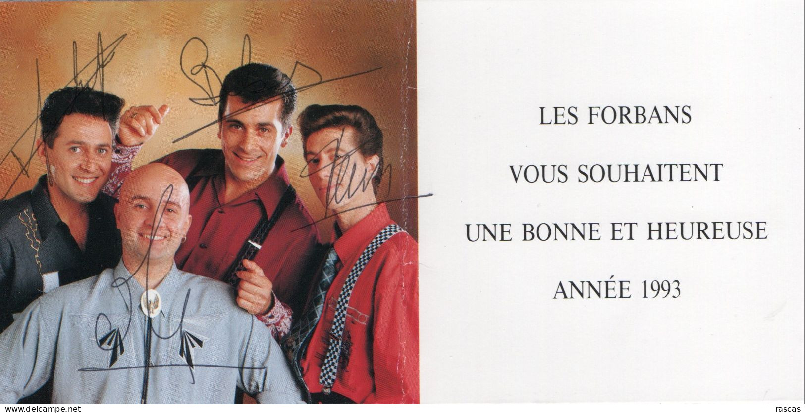 PHOTO GRAND FORMAT 1 - ENV 1 - CHANSON - CARTE DE VOEU DEDICACEE PAR LES MEMBRES DU GROUPE LES FORBANS - Signed Photographs