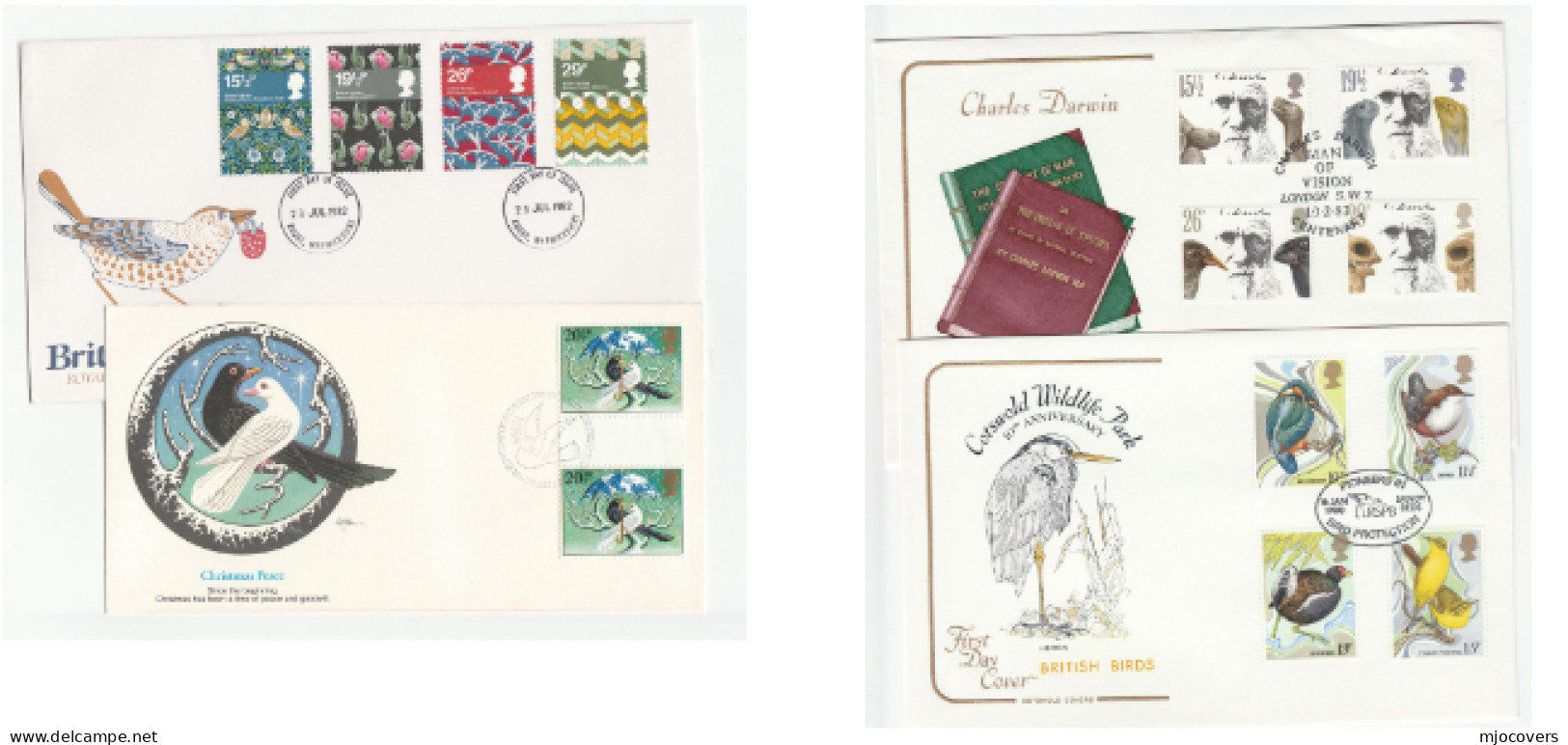 BIRDS 4 Diff  FDCs 1980s  Gb Stamps  Cover Bird Fdc - Zangvogels