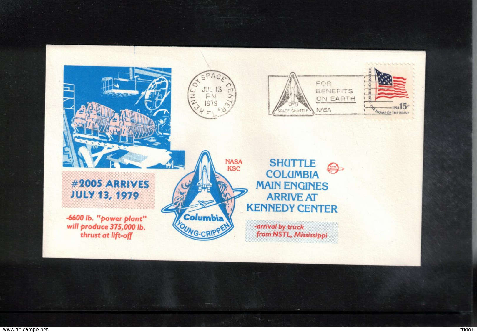 USA 1979 Space / Weltraum Space Shuttle Columbia Main Engines Arrive At KSC Interesting Cover - Stati Uniti