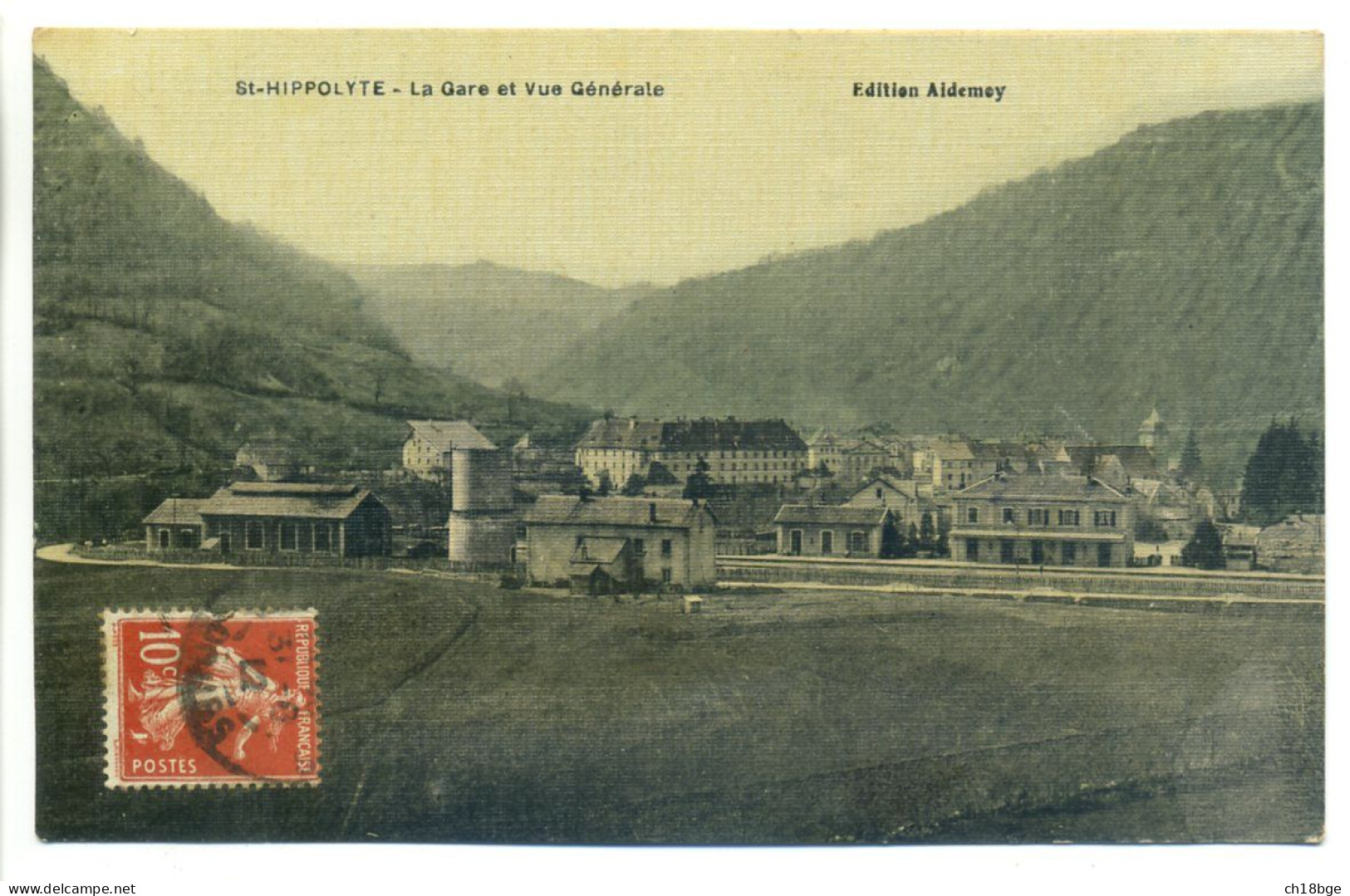 CPA 25 Doubs - St Saint Hippolyte - La Gare Et Vue Générale - Ed. Aidemoy - Aspect Légèrement Toilé - Saint Hippolyte