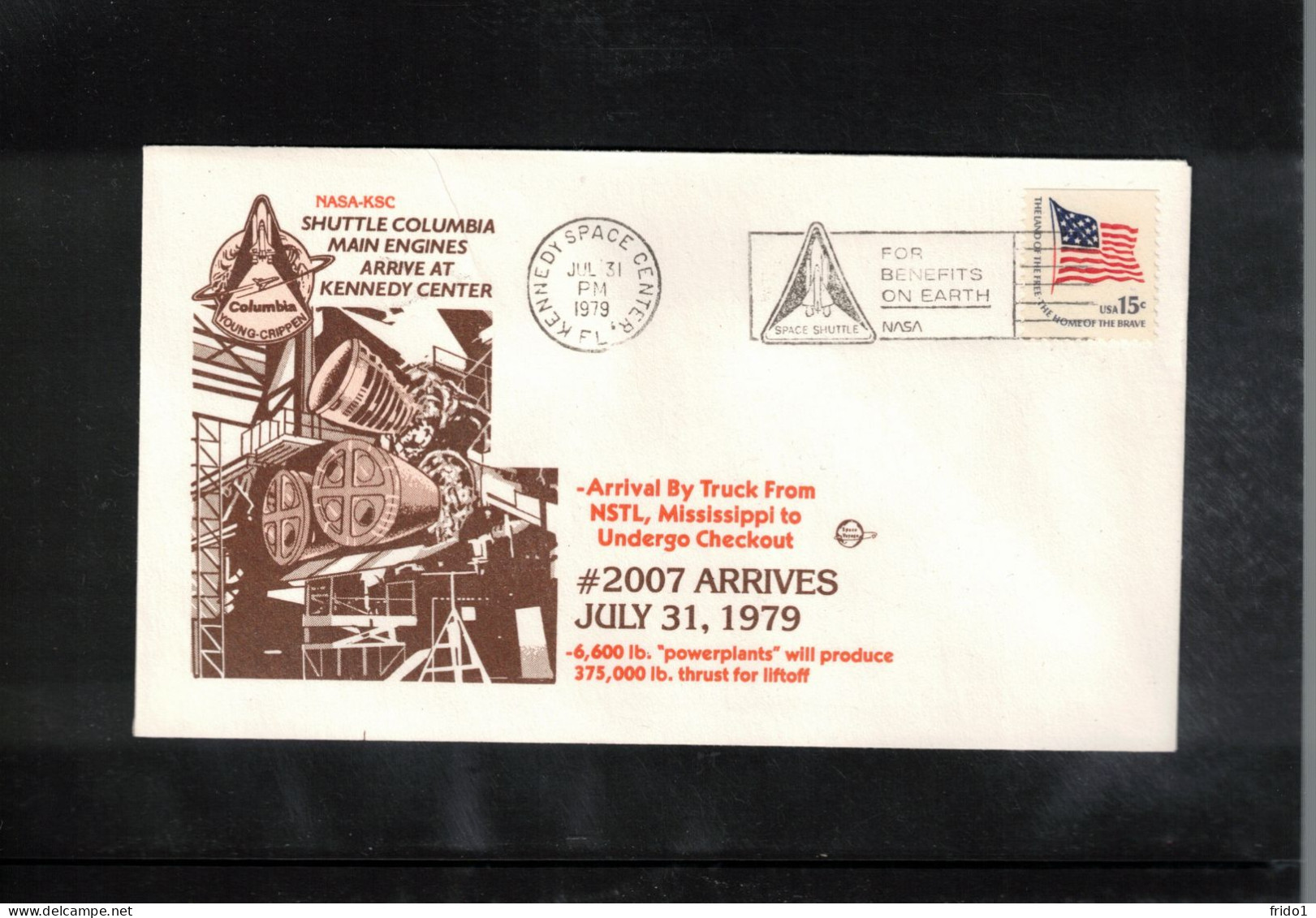 USA 1979 Space / Weltraum Space Shuttle Columbia Main Engines Arrive At KSC Interesting Cover - Etats-Unis