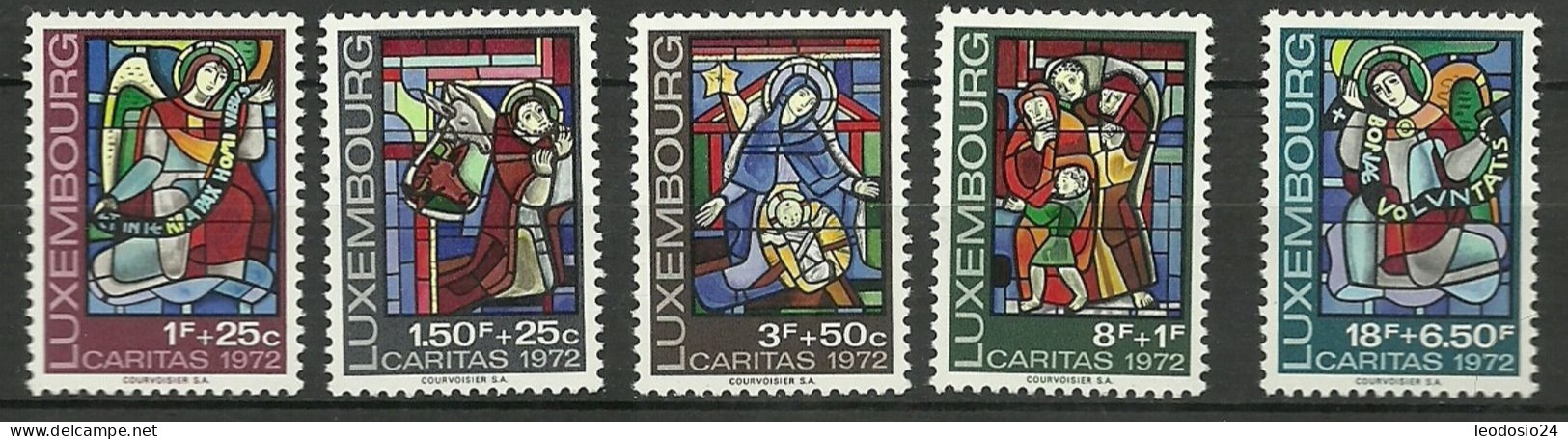 LUXEMBURGO 1972 YVERT 803/807 **   VIDRIERAS TEMAS RELIGIOSOS - Nuevos