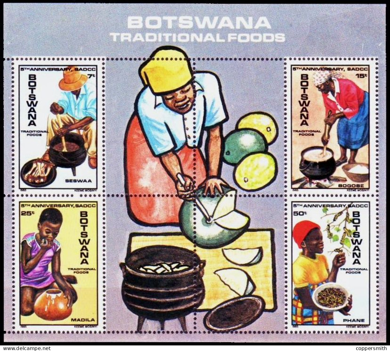 (093) Botswana  1984 / Food / Nutrition / Cuisine / Traditionelle Küche  ** / Mnh  Michel BL 17 - Botswana (1966-...)