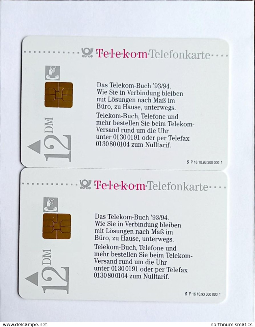 2 Pcs Germany Telekom Telefonkarte Chip Phone Card  Mint Consecutive Number - Lots - Collections