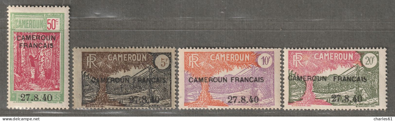 CAMEROUN - N°202/5 * (1940) Surchargés - Avec Variété Du 2 Bouclé De 27 Sur Le 20fr - Neufs
