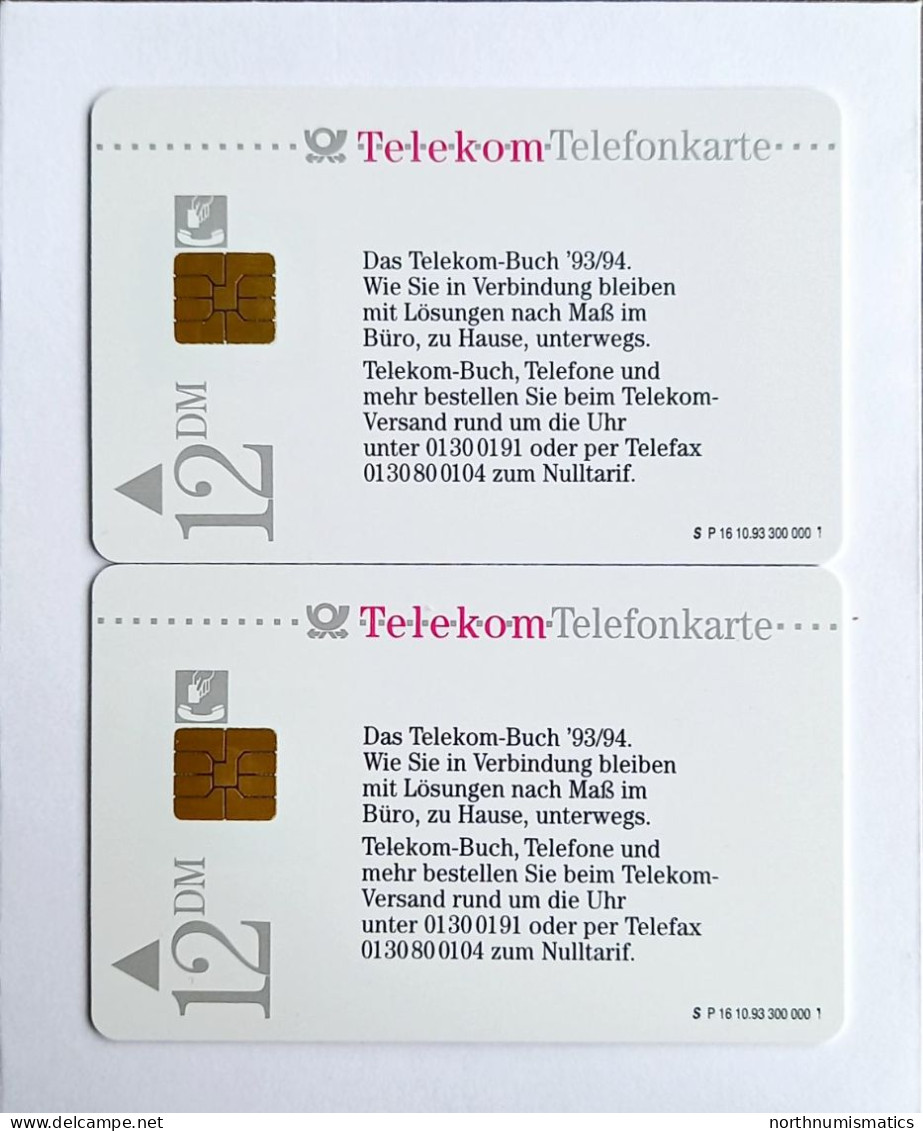 2 Pcs Germany Telekom Telefonkarte Chip Phone Card  Mint Consecutive Number - Lots - Collections