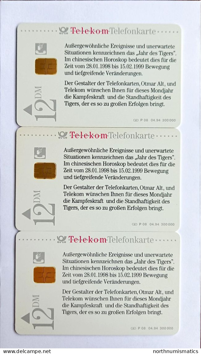 3 Pcs Germany Telekom Telefonkarte Chip Phone Card  Mint Consecutive Number - Lots - Collections