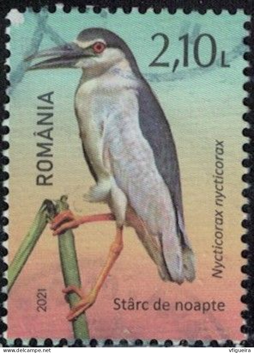 Roumanie 2021 Oblitéré Used Oiseau Nycticorax Nycticorax Bihoreau Gris Y&T RO 6675 SU - Gebraucht