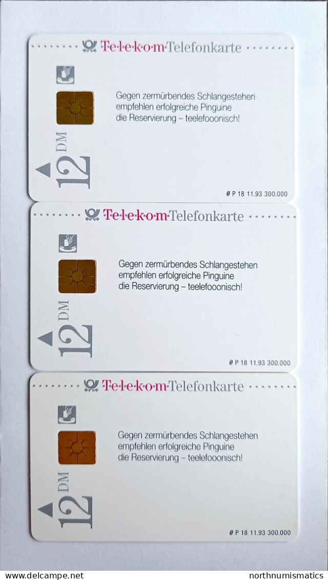 3 Pcs Germany Telekom Telefonkarte Chip Phone Card  Mint Consecutive Number - Lots - Collections