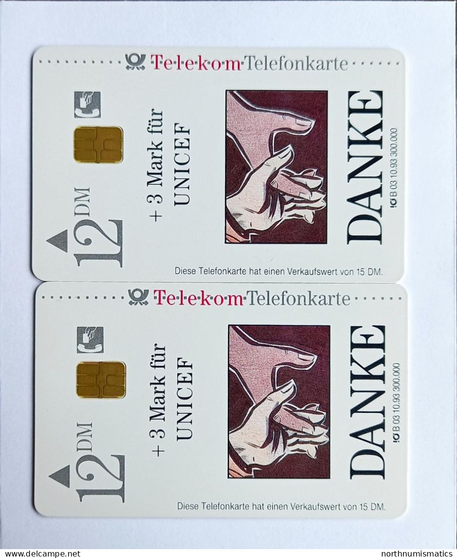 2 Pcs Germany Telekom Telefonkarte Chip Phone Card  Mint Consecutive Number - Lots - Collections