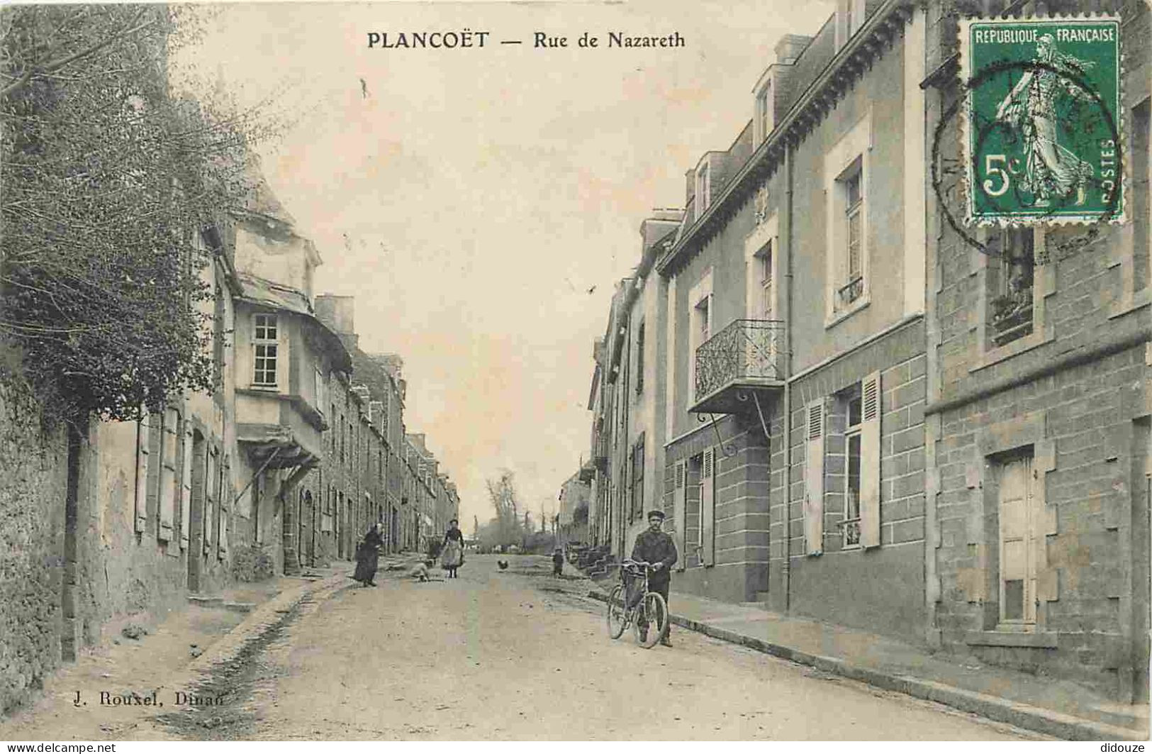 22 - Plancoët - Rue De Nazareth - Animée - CPA - Oblitération Ronde De 1908 - Etat Carte Qui Se Décolle - Voir Scans Rec - Plancoët