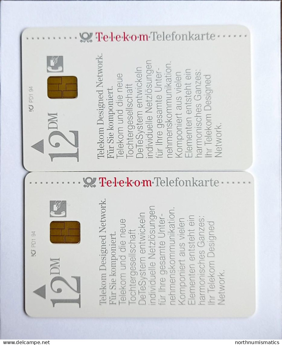 2 Pcs Germany Telekom Telefonkarte Chip Phone Card  Mint Consecutive Number - Lots - Collections