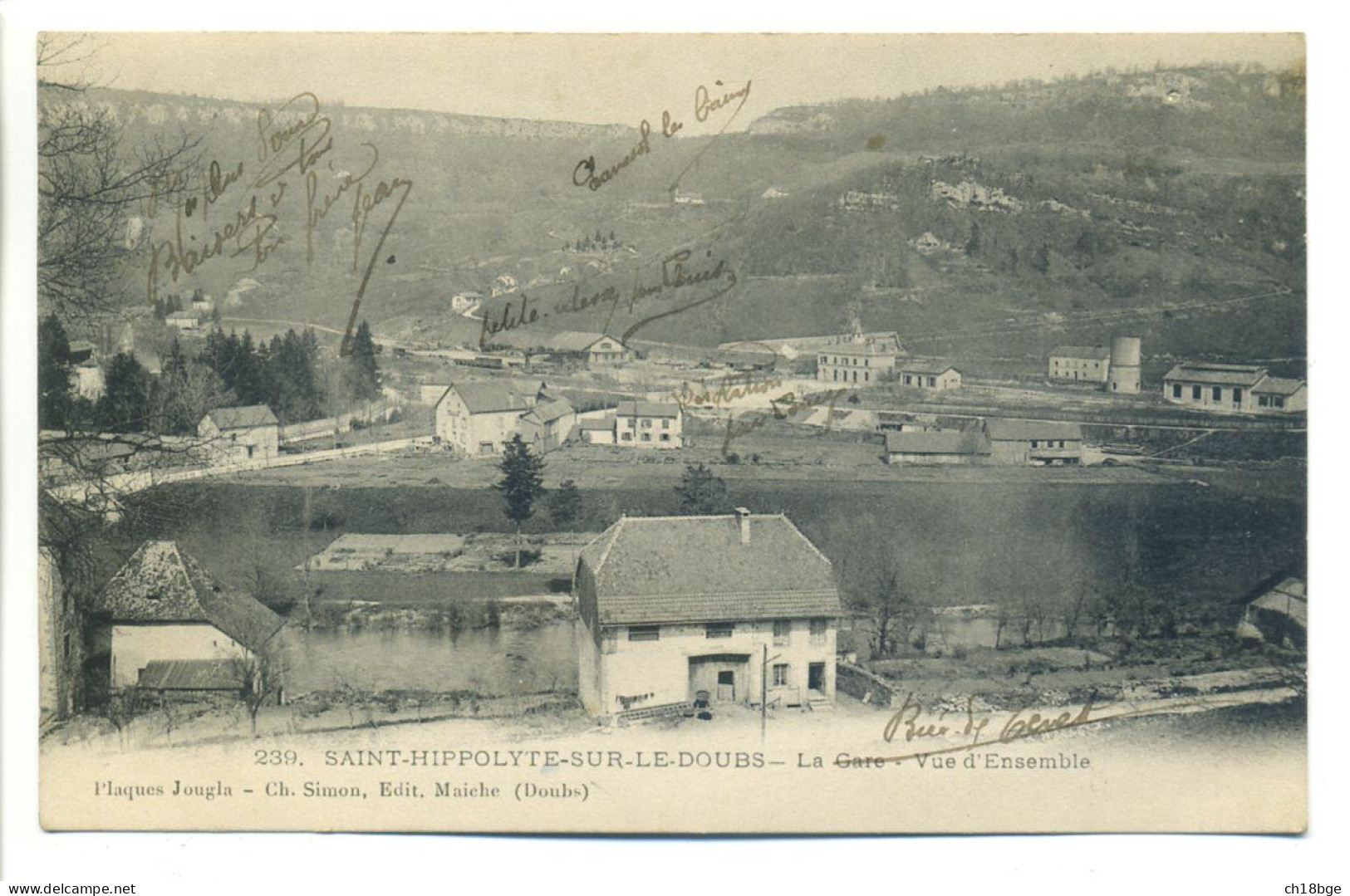 CPA 25 Doubs - St Saint Hippolyte - La Gare - Vue D'Ensemble - Ed. Simon - Saint Hippolyte