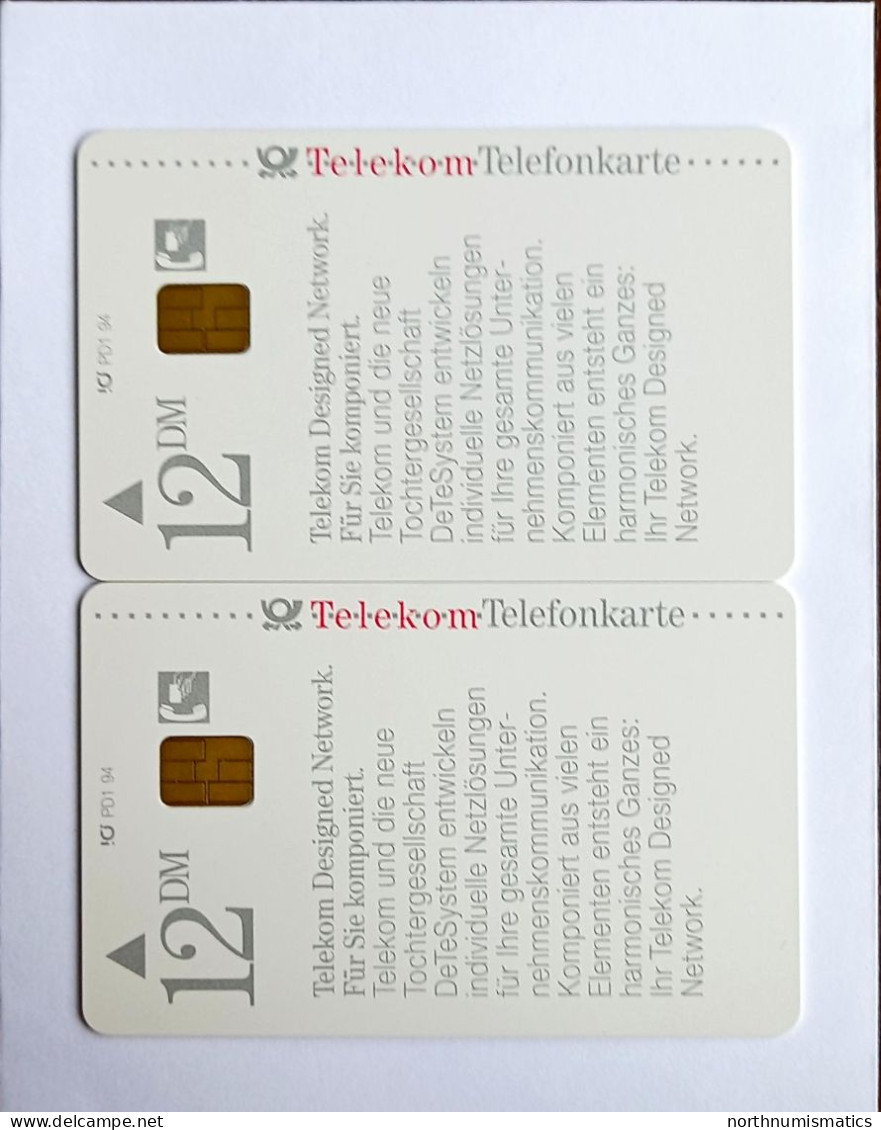 2 Pcs Germany Telekom Telefonkarte Chip Phone Card  Mint Consecutive Number - Lots - Collections