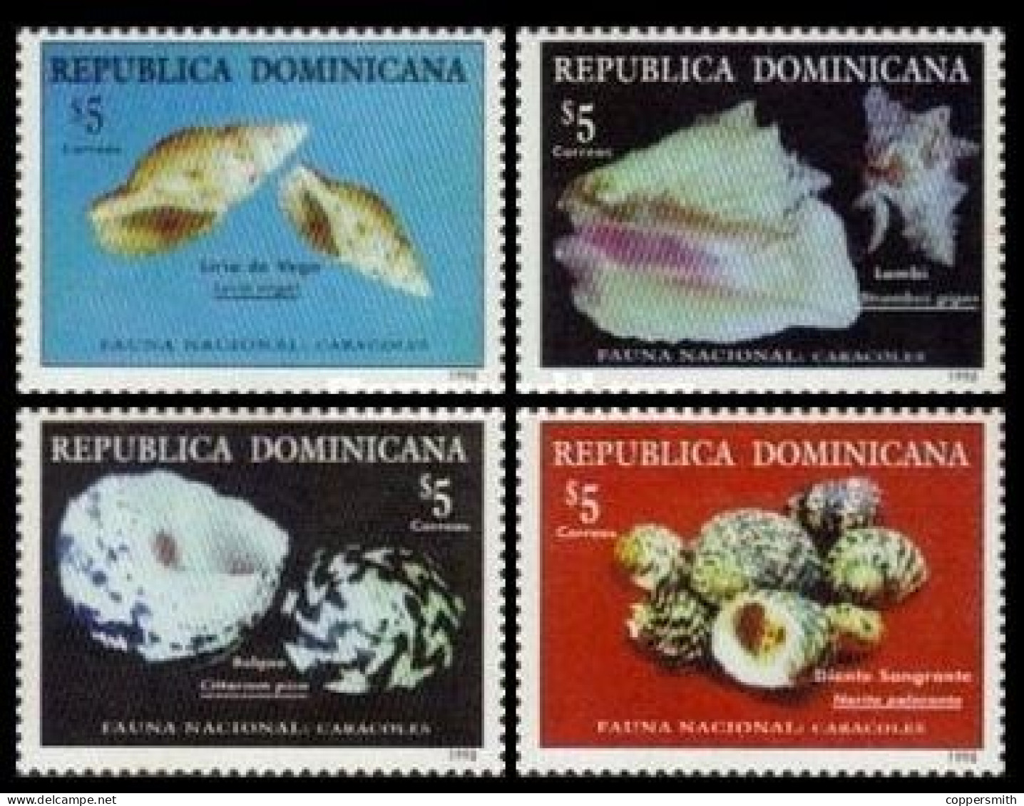(066) Domin. Republic  1998 / Fauna / Animals / Shells / Muscheln  ** / Mnh  Michel 1933-36 - Dominicaanse Republiek