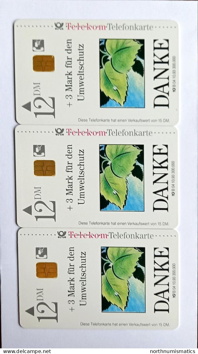 3 Pcs Germany Telekom Telefonkarte Chip Phone Card  Mint Consecutive Number - Lots - Collections