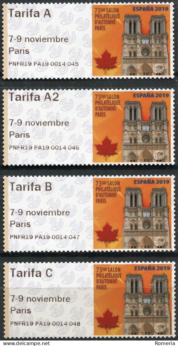 Espagne - 2019 - Salon Philatélique De Paris - Notre Dame De Paris   - 0014 - 045 046 047 048 - Automaatzegels [ATM]