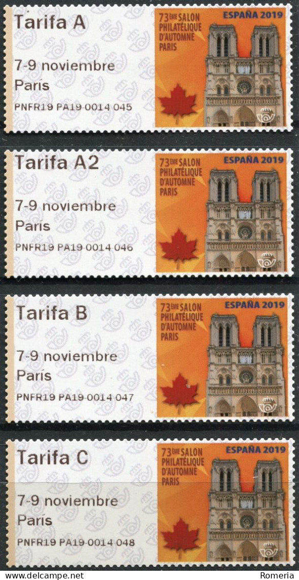 Espagne - 2019 - Salon Philatélique De Paris - Notre Dame De Paris   - 0014 - 045 046 047 048 - Timbres De Distributeurs [ATM]