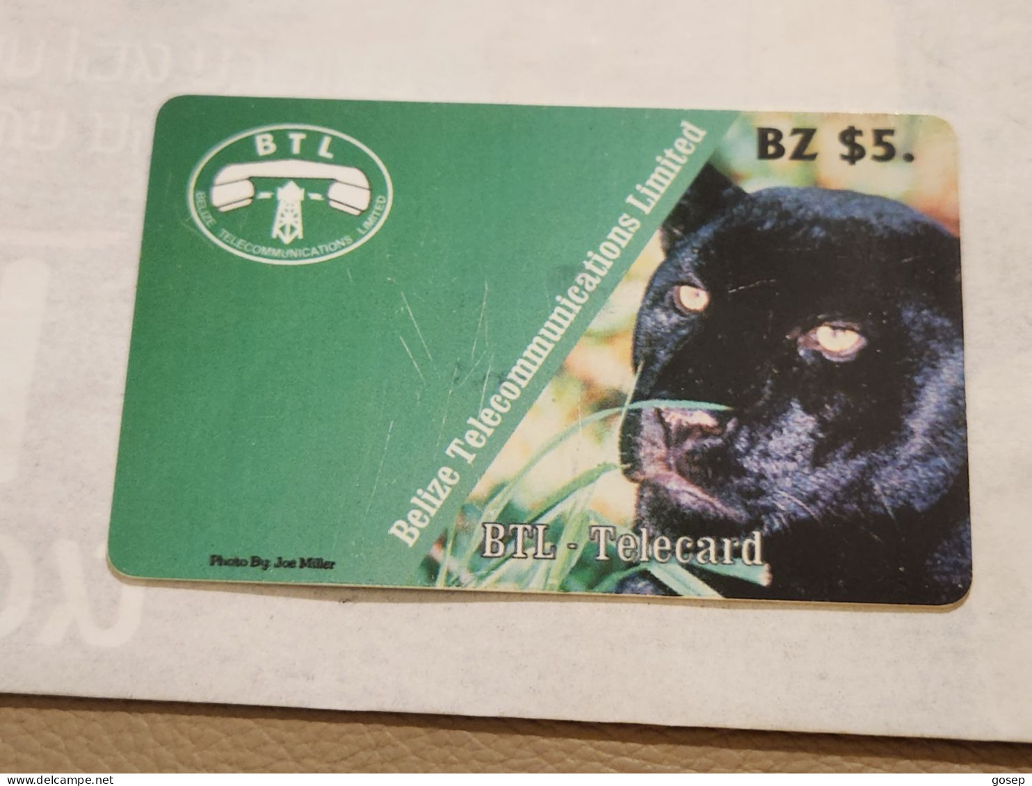 Belize-(BZ-BTL-TEL-0001A)-Panther-(27)-(bz$5)-(308-846-8370)-(1426530)used Card+1card Prepiad/gift Free - Belice