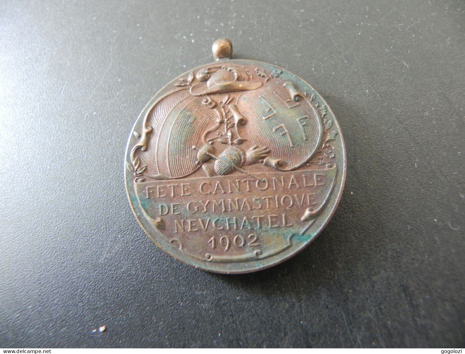Medaille Medal - Schweiz Suisse Switzerland - Fête Cantonale De Gymnastique Neuchâtel 1902 - Other & Unclassified