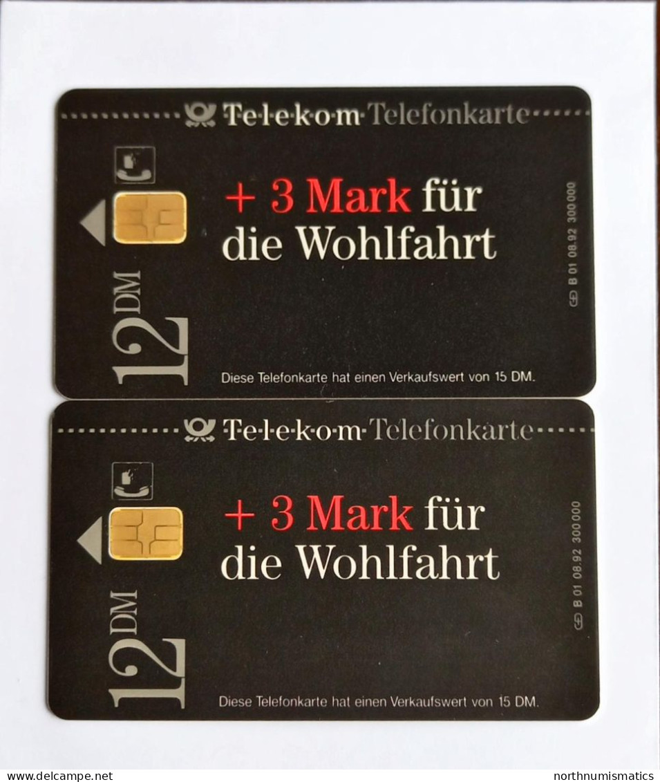 2 Pcs Germany Telekom Telefonkarte Chip Phone Card  Mint Consecutive Number - Lots - Collections