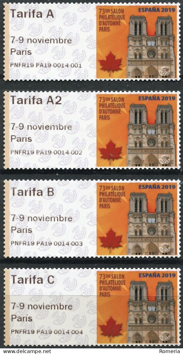 Espagne - 2019 - Salon Philatélique De Paris - Notre Dame De Paris   - 0014 - 001 002 003 004 - Machine Labels [ATM]