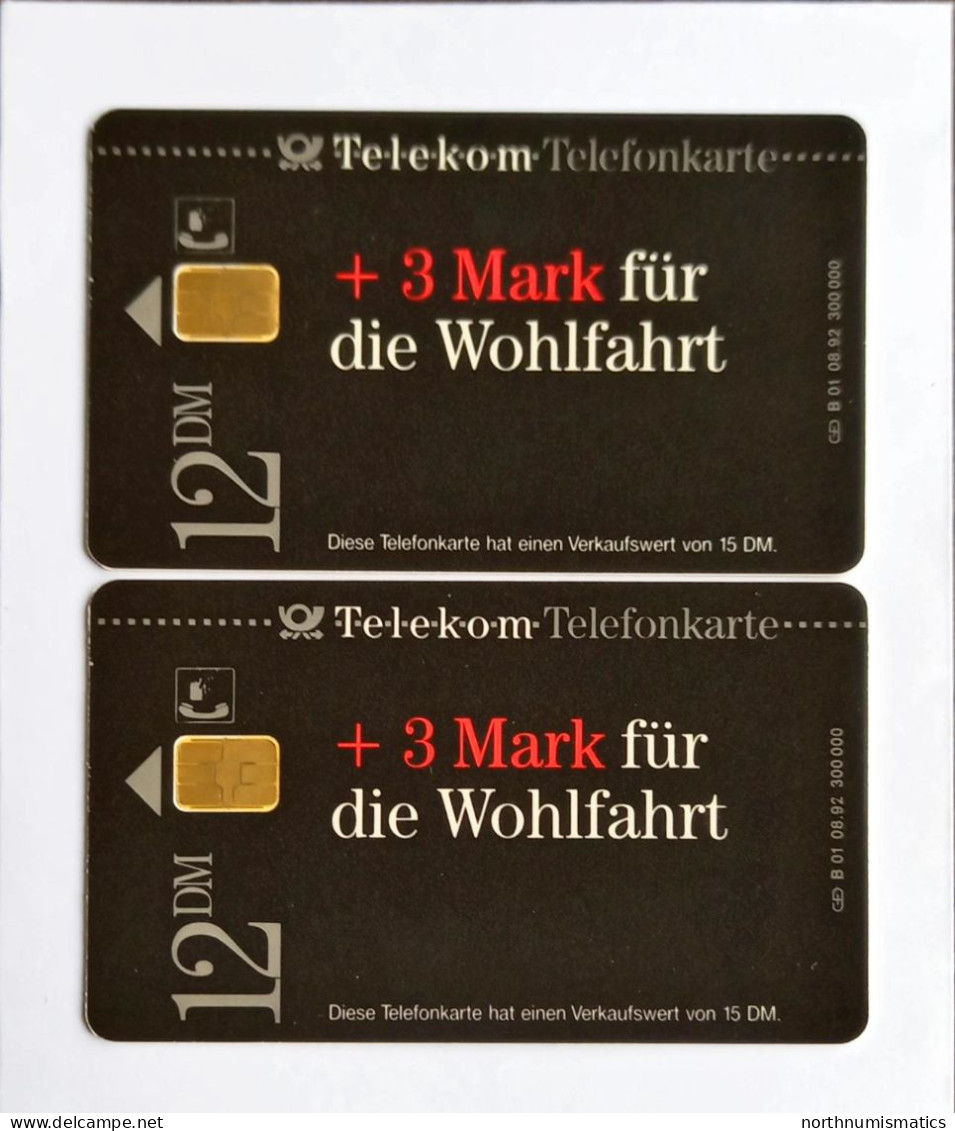 2 Pcs Germany Telekom Telefonkarte Chip Phone Card  Mint Consecutive Number - Verzamelingen