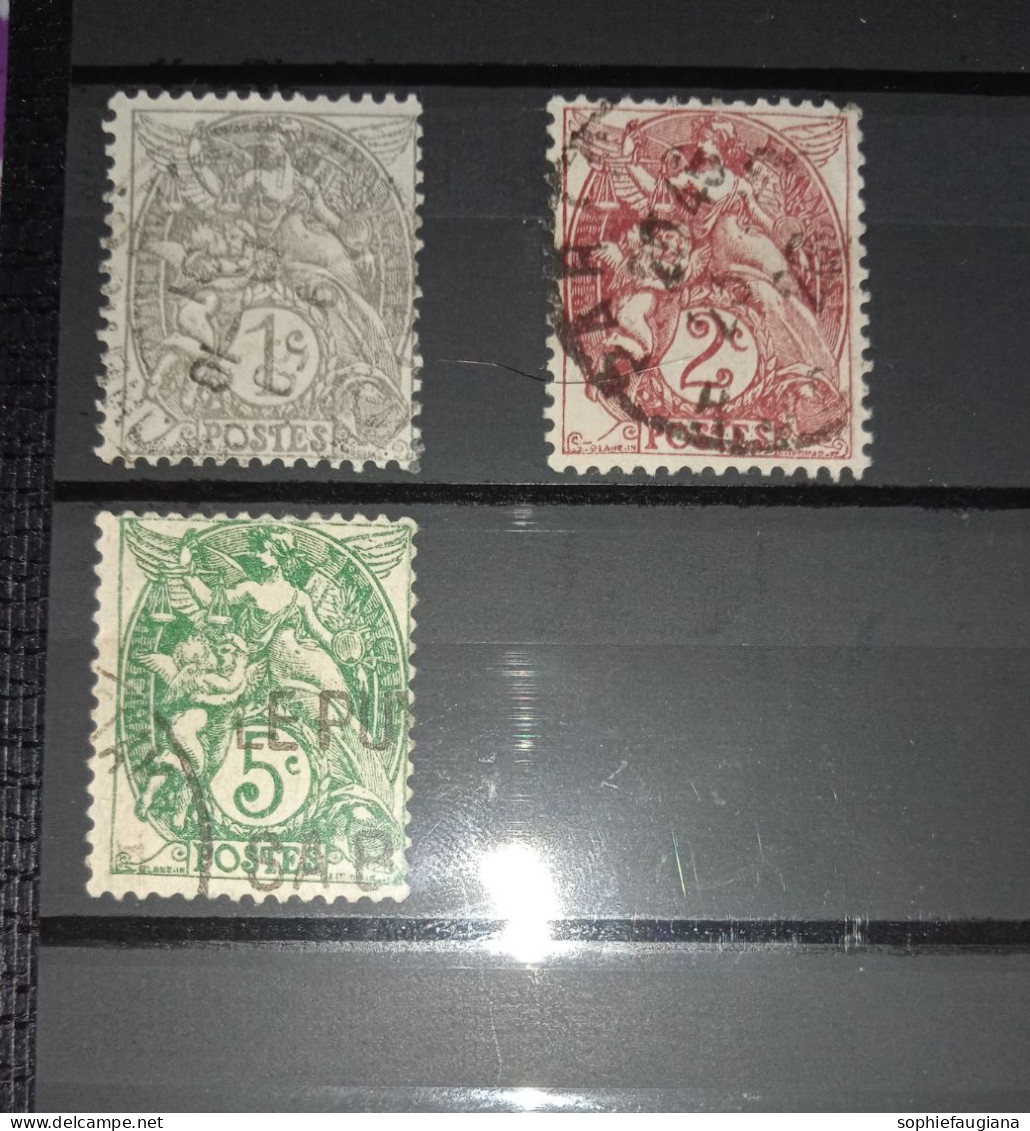 3 Timbres, Obl, Type Blanc - 1900-29 Blanc