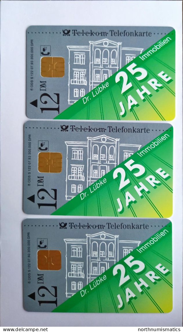 3 Pcs Germany Telekom Telefonkarte Chip Phone Card  Mint Consecutive Number - Lots - Collections