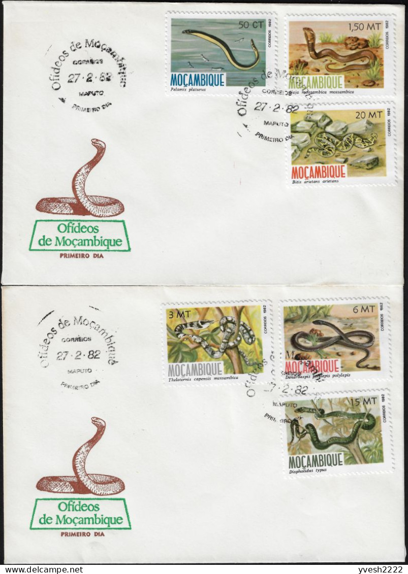 Mozambique 1982 Y&T 862 à 867 Sur FDC. Serpents - Slangen