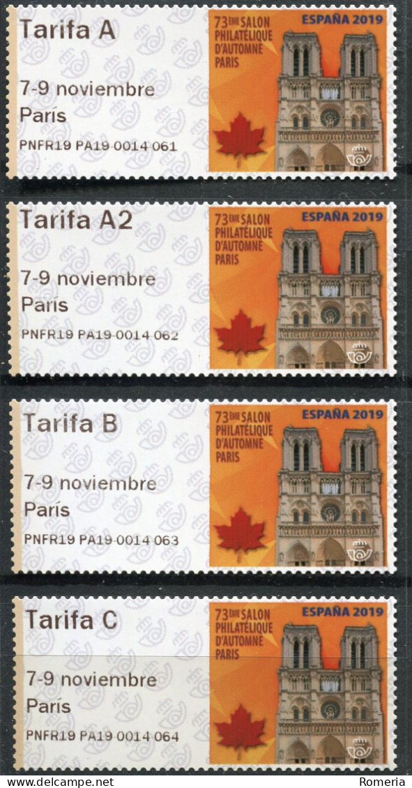 Espagne - 2019 - Salon Philatélique De Paris - Notre Dame De Paris   - 0014 - 061 062 063 064 - Machine Labels [ATM]