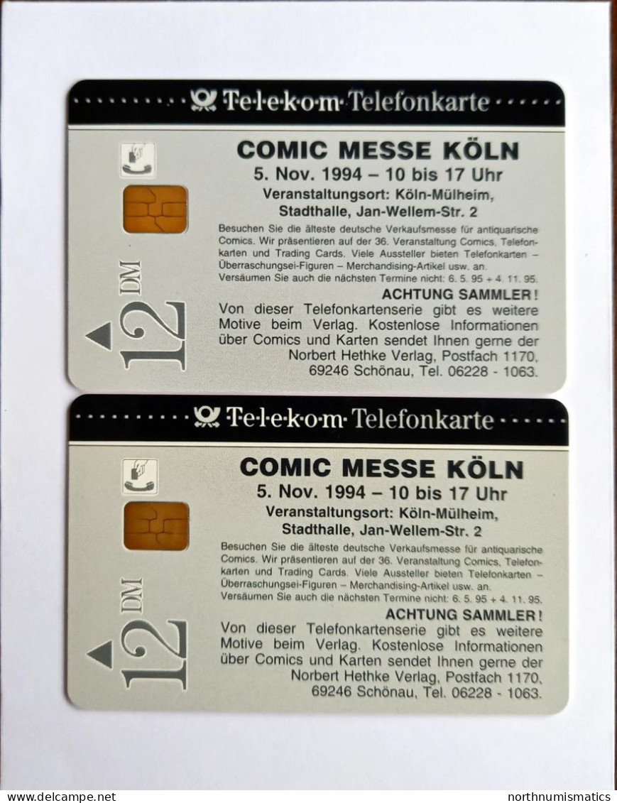 2 Pcs Germany Telekom Telefonkarte Chip Phone Card  Mint Consecutive Number - Lots - Collections